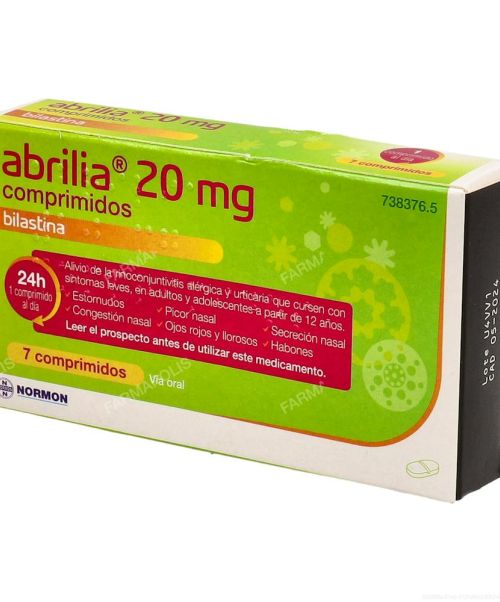 Abrilia 20 mg - Comprimidos para tratar diferentes síntomas derivados de la alergia, como lagrimeo, moqueo, congestión y estornudos.