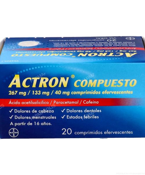 Actron compuesto  - Comprimidos efervescentes para el malestar general, dolor de cabeza o dolores menstruales.