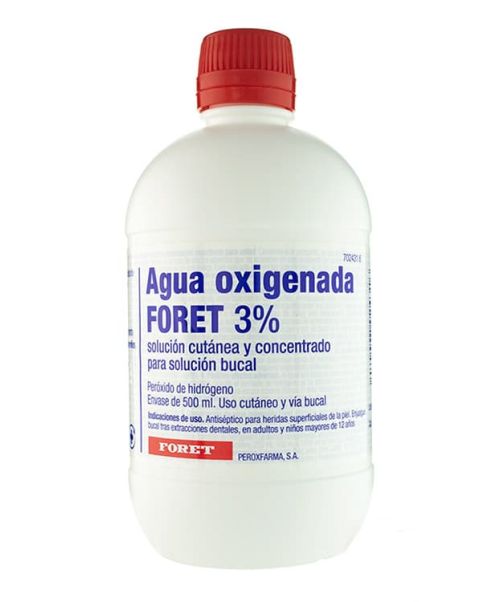 Agua oxigenada foret 3% - Es un antiséptico y desinfectante para tratar heridas. Además el agua oxigenada es válida también para tratar hemorragias nasales.