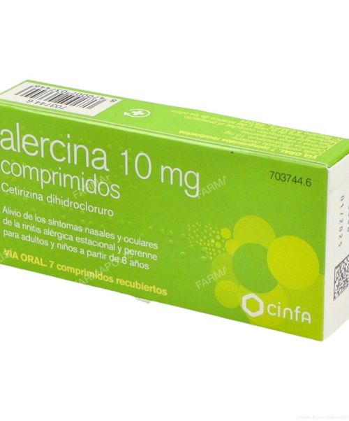 Alercina 10 mg - Comprimidos para tratar diferentes síntomas derivados de la alergia, como lagrimeo, moqueo, congestión y estornudos.