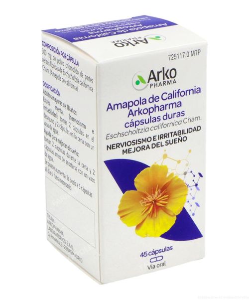 Amapola de california arkopharma 300mg - Cápsulas a base de amapola de california con efecto relajante para tratar los estados temporales de nerviosismo, estrés e insomnio.