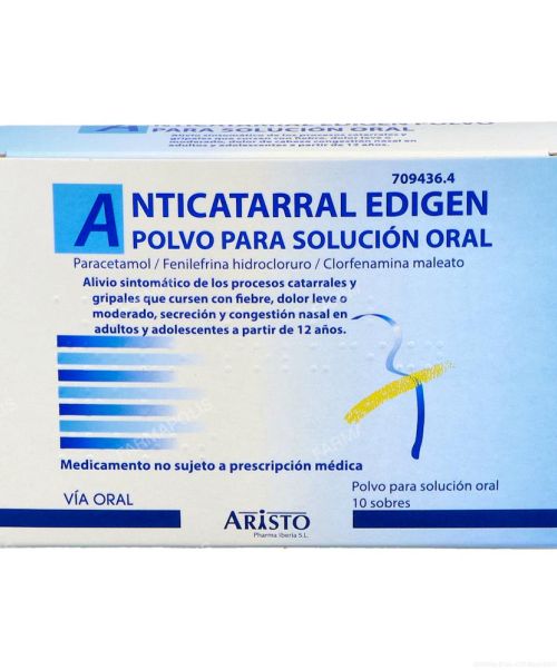 Anticatarral edigen  - Alivian los síntomas de la gripe. Ayuda a disminuir los síntomas de resfriado, fiebre, catarro, rinitis, sinusitis, mocos y malestar general.