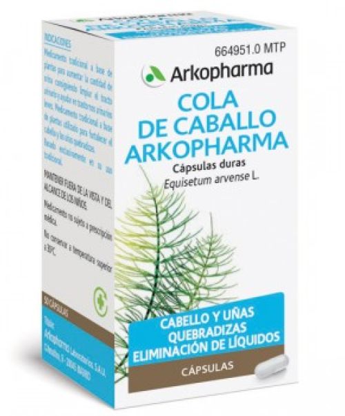 Arkocápsulas cola de caballo 190 mg - Son unas cápsulas con efecto diurético que ayudan a disminuir la retención de líquidos.