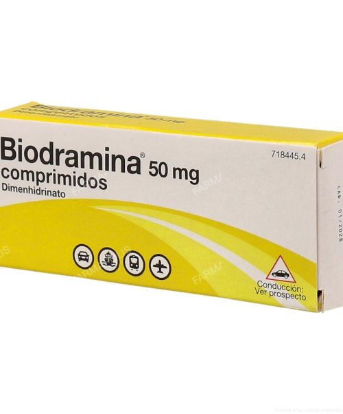 Biodramina  50 mg  - Son unos comprimidos para evitar el mareo. Valen para los mareos de los viajes, ya sean en autobús, barco o coche. Evitan los vómitos.