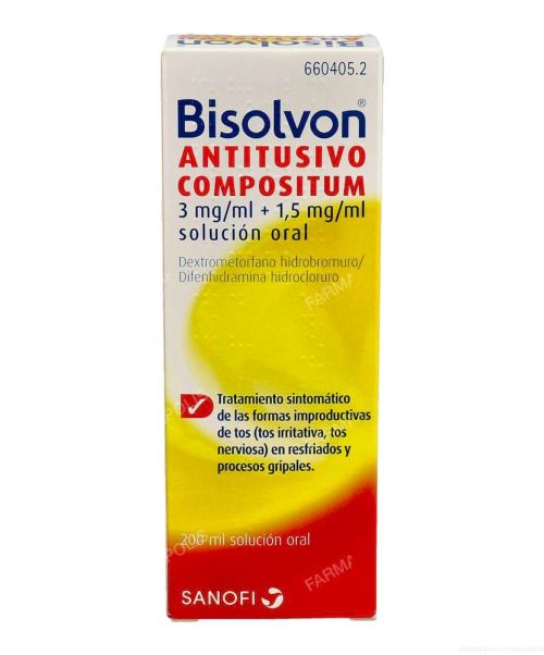 Bisolvon antitusivo compositum  - Calma la tos seca, irritativa, nerviosa y también actúa sobre los mocos nasales ya que al llevar un antihistaminico, mejora tamben la congestión nasal.