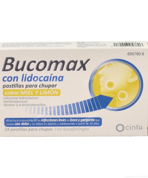 Bucomax lidocaina Miel Limón - Calma el dolor de las infecciones fuertes de boca y garganta.