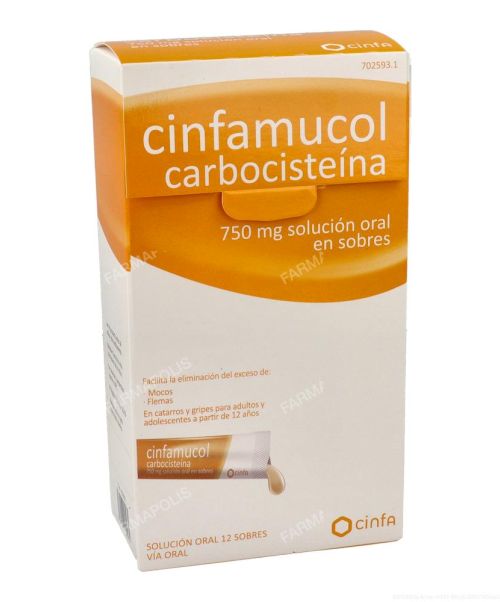 Cinfamucol carbocisteina 750 mg - Ayudan a fluidificar y expulsar la mucosidad (tanto mocos como flemas).