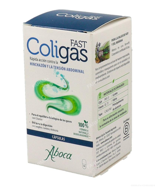  Coligas Fast  - Actúa rápidamente contra la hinchazón, gases y la tensión abdominal con Phenoact un complejo activo 100% natural.