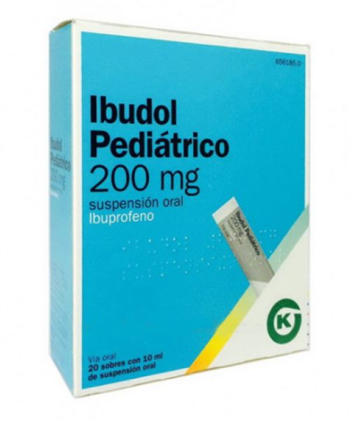 Ibudol Pediatrico 200mg - Antiinflamatorio vía oral (ibuprofeno) para niños. Se usan para el dolor de garganta (anginas), dolor de cabeza, fiebre, dolores musculares.