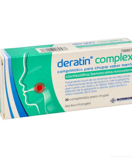 Deratin Complex Menta - Calman las infecciones leves de boca y/o garganta. Válidos también para la afonía y el picor de garganta. 