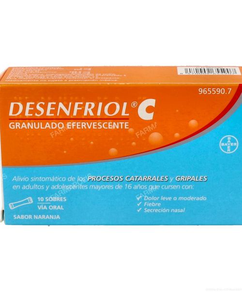 Desenfriol C - Alivian los sÍntomas de la gripe. Ayuda a disminuir los síntomas de resfriado, fiebre, catarro, rinitis, sinusitis, mocos y malestar general.