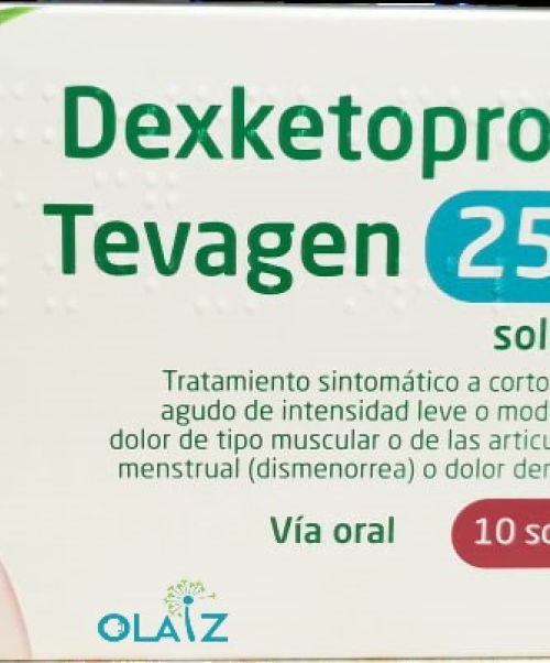 Dexketoprofeno Tevagen 25mg  - Fármaco antiinflamatorio no esteroide (AINE) utilizado para aliviar dolor, inflamación y fiebre en casos como el dolor de cabeza, dolor dental, dolor menstrual, dolor de espalda, dolor de huesos y articulaciones, entre otros. 