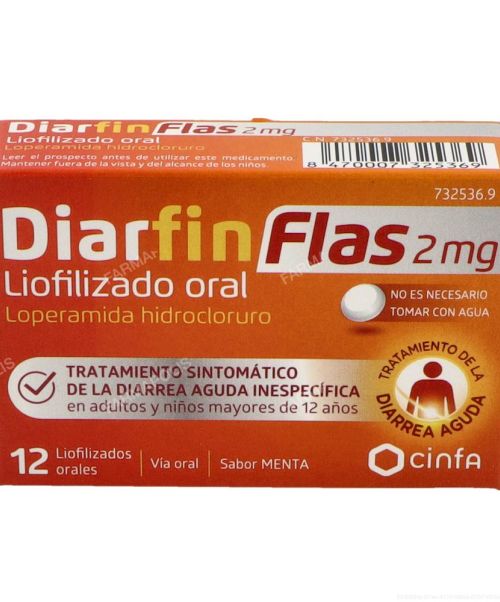 Diarfin flas 2 mg - Antidiarreico a base de derivados opiáceos, utilizadas en el tratamiento de la diarrea aguda.