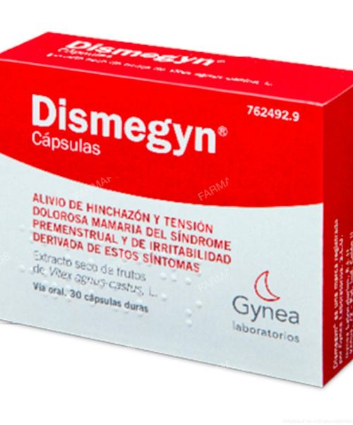 Dismegyn 4mg - Son unas cápsulas para la hinchazón y la tensión mamaria causadas por el síndrome premenstrual