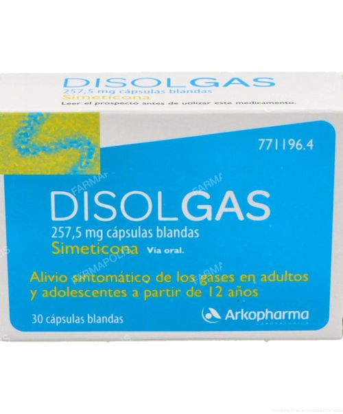 Disolgas (257.5 mg) - Son unas cápsulas para tratar la aerofagia. También llamados gases, flatulencias o cólicos.