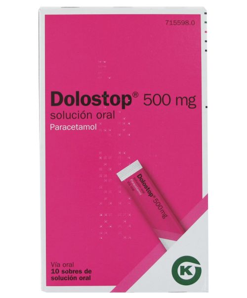 Dolostop 500 mg - Paracetamol para tratar los diferentes tipos de dolores, bajar la fiebre y calmar el malestar general. Válidos para el dolor de cabeza, de muelas, de boca en general, de regla, de espalda, golpes...