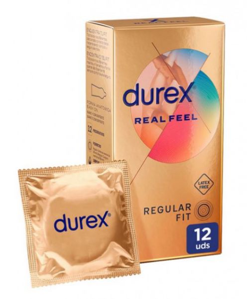 Durex Real Feel   - Fabricados con poliisopreno para conseguir una sensación de piel con piel.Preservativo fabricado con poliisopreno. De apariencia trasparente, textura lisa, forma anatómica Easy On, Extralubricado y con depósito.