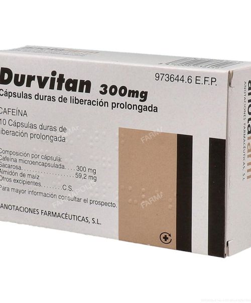 Durvitan retard 300mg - Son unas cápsulas de cafeína para despertar y aliviar el cansancio.