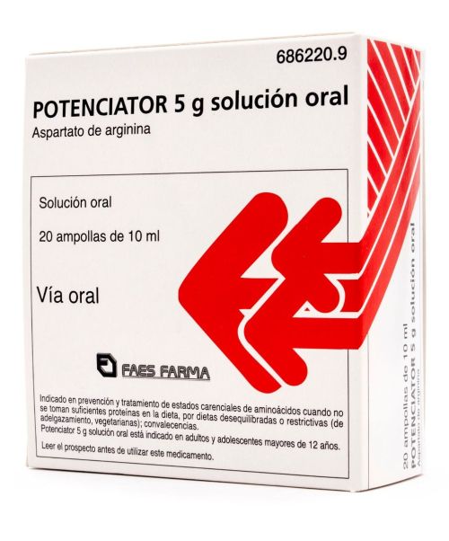 Potenciator 5g - Son unas ampollas a base de aminoácidos para favorecer el trabajo muscular.