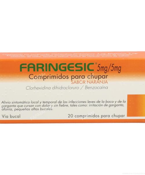 Faringesic Naranja - Calman el dolor y el picor de garganta. Posee además en su composición un anestésico con lo que adormece un poco la zona. 