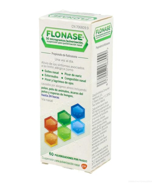 Flonase 50 mcg/pulsación - Es un medicamento indicado para tratar los síntomas causados por la alergia