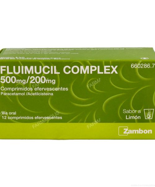 Fluimucil complex  500mg/200mg - Alivian el dolor de cabeza y diluyen el moco para aliviar la congestión nasal. Se usan para procesos catarrales o resfriados que cursen además con malestar general o fiebre. 