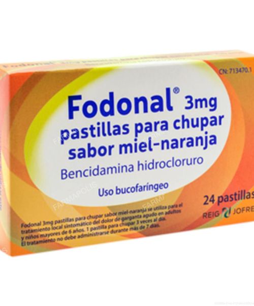 Fodonal 3 mg  - Calma el dolor de garganta agudo en adultos y niños mayores de 6 años.