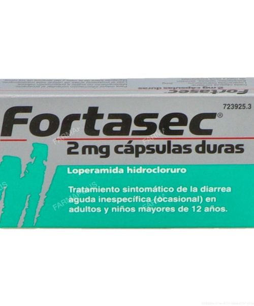 Fortasec 2 mg  - Cápsulas antidiarreicas a base de derivados opiáceos, utilizadas en el tratamiento de la diarrea aguda.