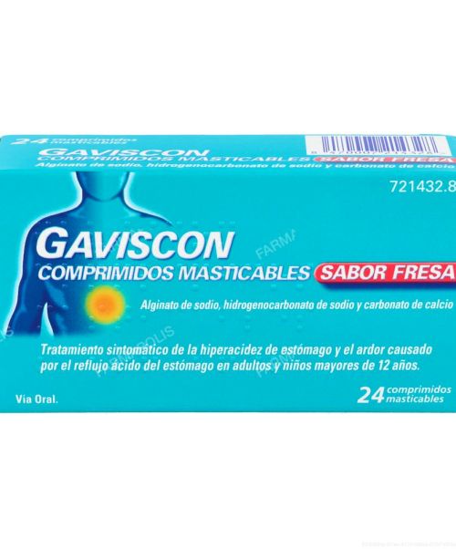 Gaviscon  - Son unos comprimidos de fresa antiácidos para la acidez, el ardor y el reflujo. Actúan modificando el pH del estómago.