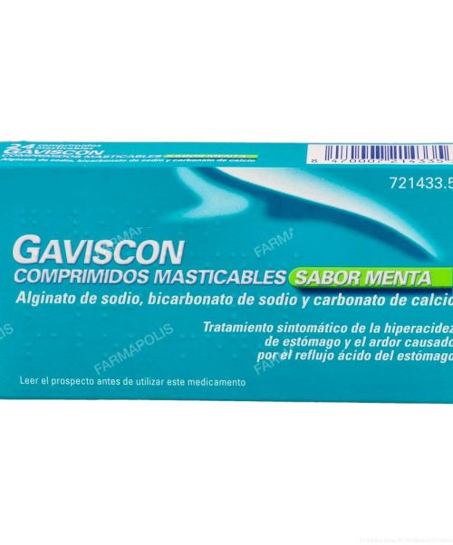 Gaviscon  - Son unos comprimidos de menta antiácidos para la acidez, el ardor y el reflujo. Actúan modificando el pH del estómago.