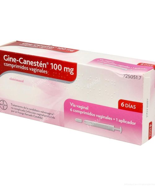 Gine canesten 100mg  - Trata los síntomas de picor y escozor vaginal causados por una candidiasis vaginal.