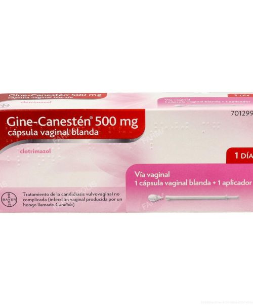 Gine Canesten 500 mg. - Trata los síntomas de picor y escozor vaginal causados por una candidiasis vaginal.