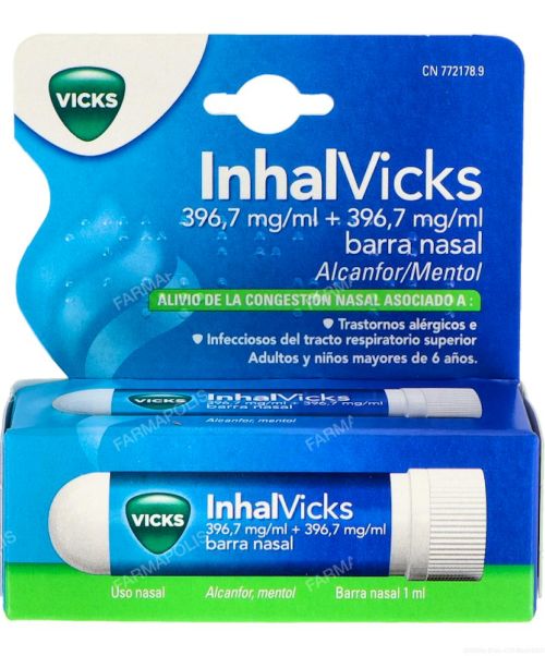 Inhalvicks  - Barrita nasal calma los síntomas de congestión nasal facilitando la respiración en procesos catarrales y gripales.