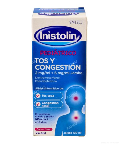 Inistolin pediátrico tos y congestión - Es un jarabe para niños para calmar la tos y cortar la congestión nasal. 