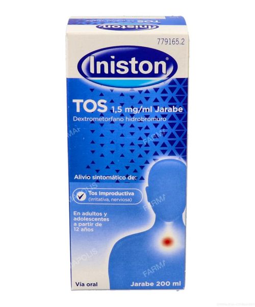 Iniston antitusivo 1.5mg/ml - Calma la tos seca e irritativa, también llamada tos de perro. Válido también para la tos nerviosa.