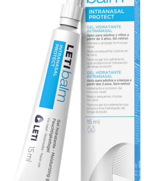 Letibalm intranasal - Gel con gran poder hidratante para el cuidado y protección de la mucosa nasal.Textura gel bio-adherente que proporciona hidratación de larga duración.