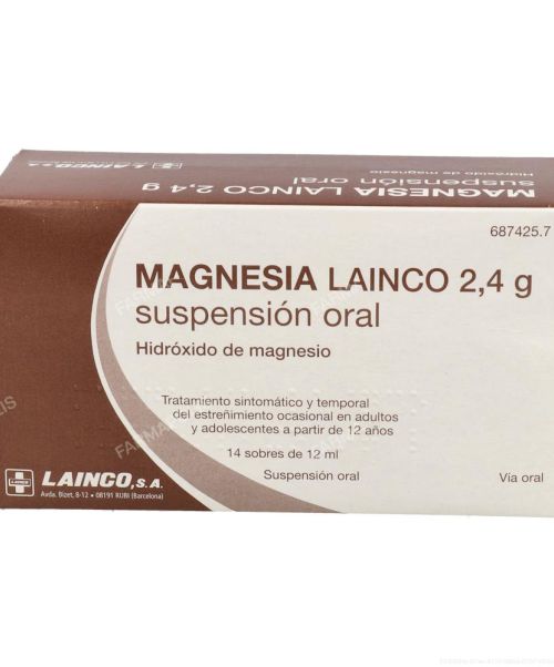 Magnesia lainco 2.4 g - Tratar el estreñimiento ocasional y la acidez de estómago. 