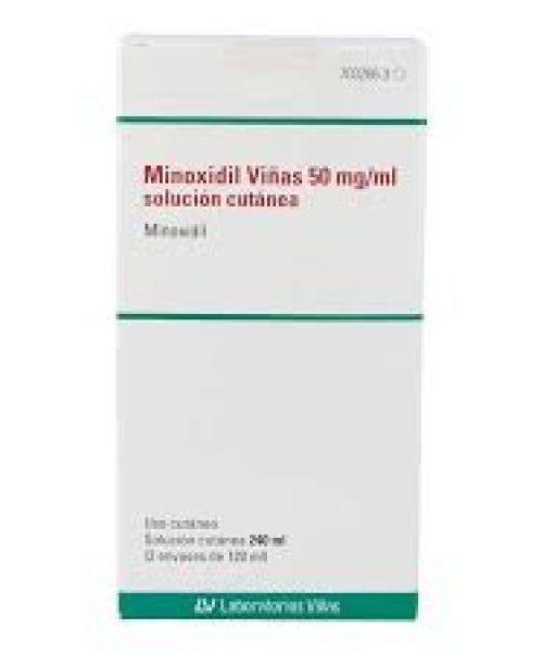Minoxidil Viñas 50mg/ml - Es un medicamento indicado para estimular el crecimiento del cabello en personas que sufren alopecia androgénica con pérdida moderada de cabello.
