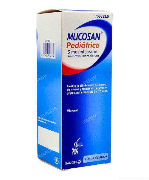 Mucosan pediátrico 3mg/ml - Jarabe que trata las secreciones bronquiales, ayudando a fluidificar el moco y las flemas.