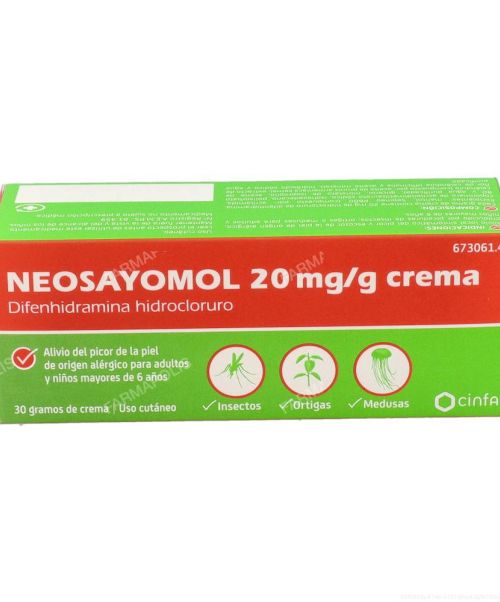 Neosayomol 2% - Es una crema que calma el picor y las irritaciones causadas por la picadura de mosquitos, medusas, ortigas, pequeñas urticarias...