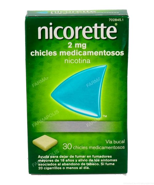 Nicorette (2 mg) - Son unos chicles para ayudar a dejar de fumar. Contienen nicotina con lo que ayudan a calmar las ganas de fumar aportando la nicotina que no inhalamos del tabaco.