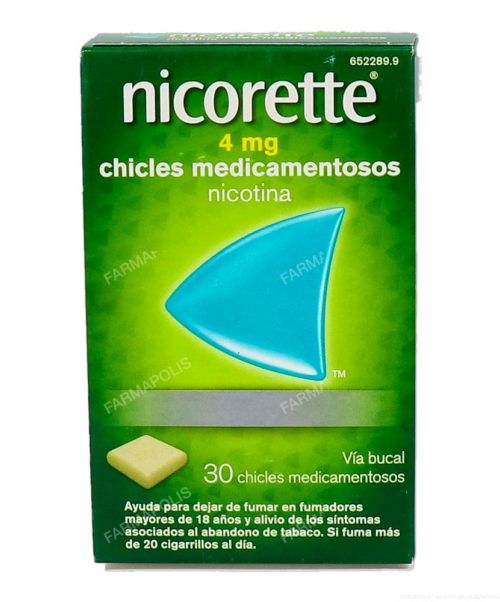 Nicorette (4 mg) - Son unos chicles para ayudar a dejar de fumar. Contienen nicotina con lo que ayudan a calmar las ganas de fumar aportando la nicotina que no inhalamos del tabaco.