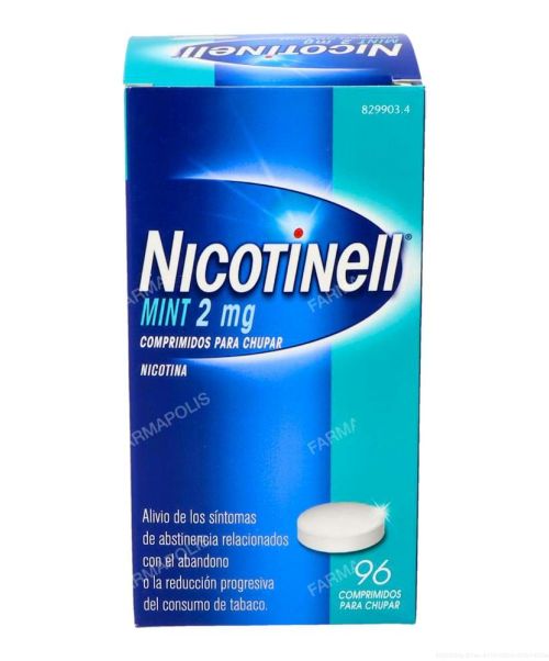 Nicotinell (2 mg) mint - Son unos comprimidos para chupar con sabor a menta para ayudar a dejar de fumar. Contienen nicotina con lo que ayudan a calmar las ganas de fumar aportando la nicotina que no inhalamos del tabaco.