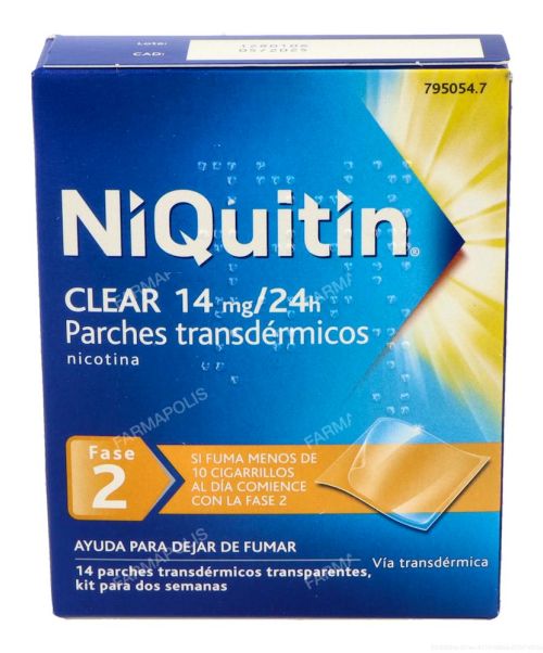 Niquitin 14mg - Son unos parches para ayudar a dejar de fumar. Poseen nicotina con lo que ayudan a reducir los síntomas de abstinencia al tabaco.