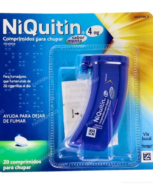 Niquitin 4mg - Son unos comprimidos para chupar con sabor a menta para ayudar a dejar de fumar. Contienen nicotina con lo que ayudan a calmar las ganas de fumar aportando la nicotina que no inhalamos del tabaco.