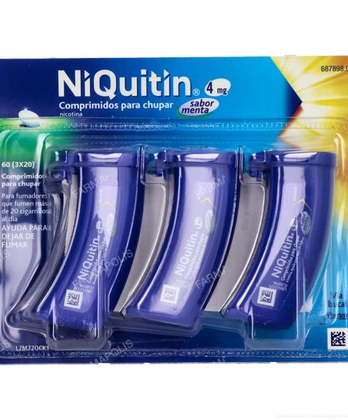 Niquitin 4mg - Son unos comprimidos para chupar con sabor a menta para ayudar a dejar de fumar. Contienen nicotina con lo que ayudan a calmar las ganas de fumar aportando la nicotina que no inhalamos del tabaco.