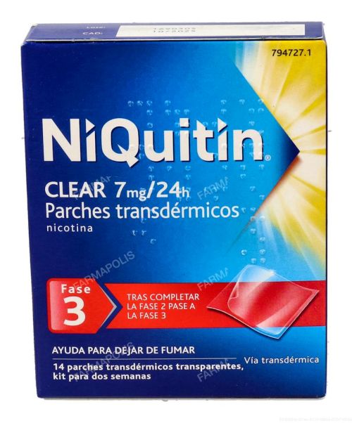 Niquitin 7mg - Son unos parches para ayudar a dejar de fumar. Poseen nicotina con lo que ayudan a reducir los síntomas de abstinencia al tabaco.