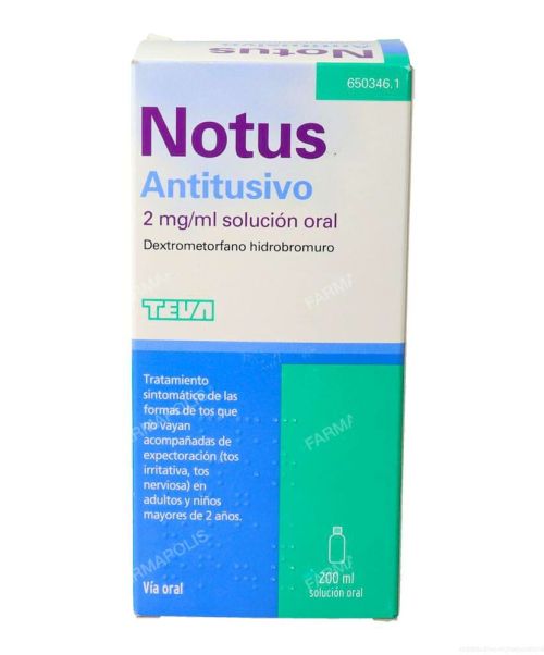 Notus antitusivo 2 mg/ml - Calma la tos seca e irritativa, también llamada tos de perro. Válido también para la tos nerviosa.