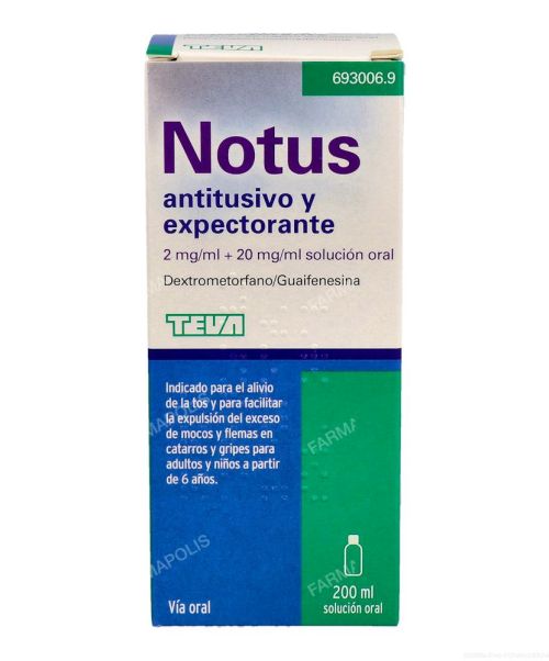 Notus antitusivo y expectorante - Es un jarabe que trata la tos, los mocos y las flemas en resfriados y procesos catarrales.