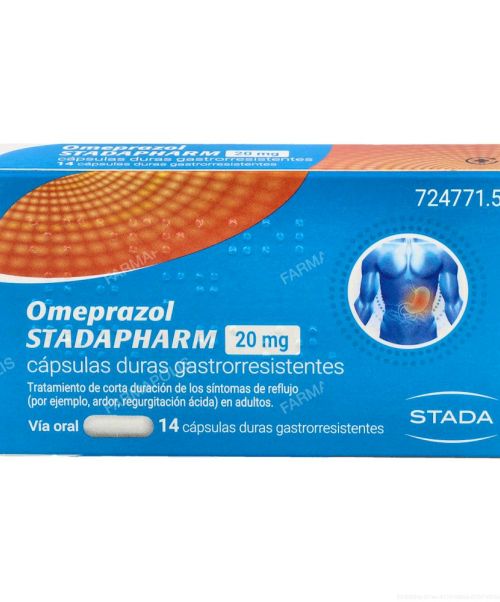 Omeprazol Stadapharm 20mg - Antiácido para contrarrestar el exceso de acidez en el estómago. Modifica el pH o acidez del estómago.